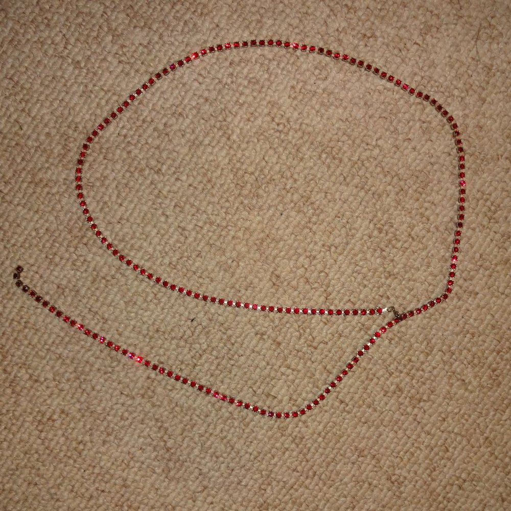 Ruby Red Color Rhinestone Belt Fits All Sizes